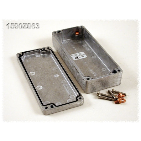 Hammond Screws Electrical Enclosures, 5.91 in H, 1.43 in D, 2.53 in W, 4, 4X, 6, 6P, 12 & 13, Aluminum 1590Z063